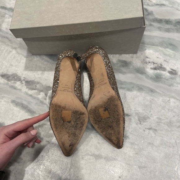 Jimmy Choo Romy 100 in gold- size 40 - Picture 3 of 7